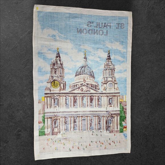 Vintage St. Paul’s Cathedral London Linen Wall Hanging 21"x19.5" Lamont Irish - Picture 5 of 7